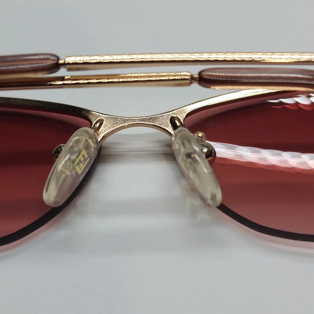 Fendi Pink Lens Rimless Sunglasses with Gold Frame